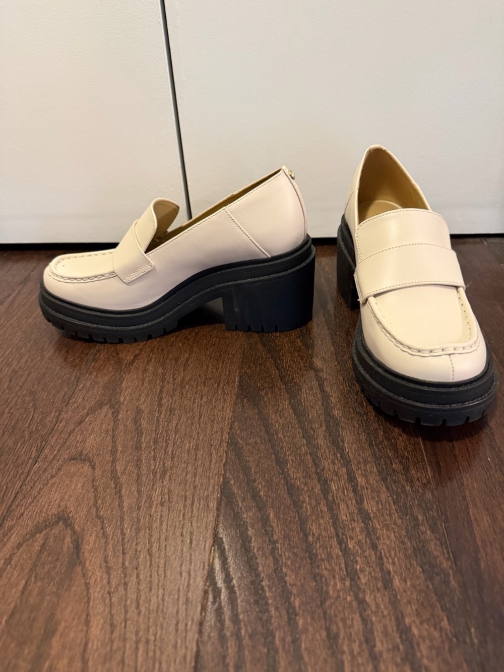 Michael Kors Rocco Cream and Black Platform Loafers - Picture 4 of 8
